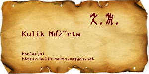 Kulik Márta névjegykártya